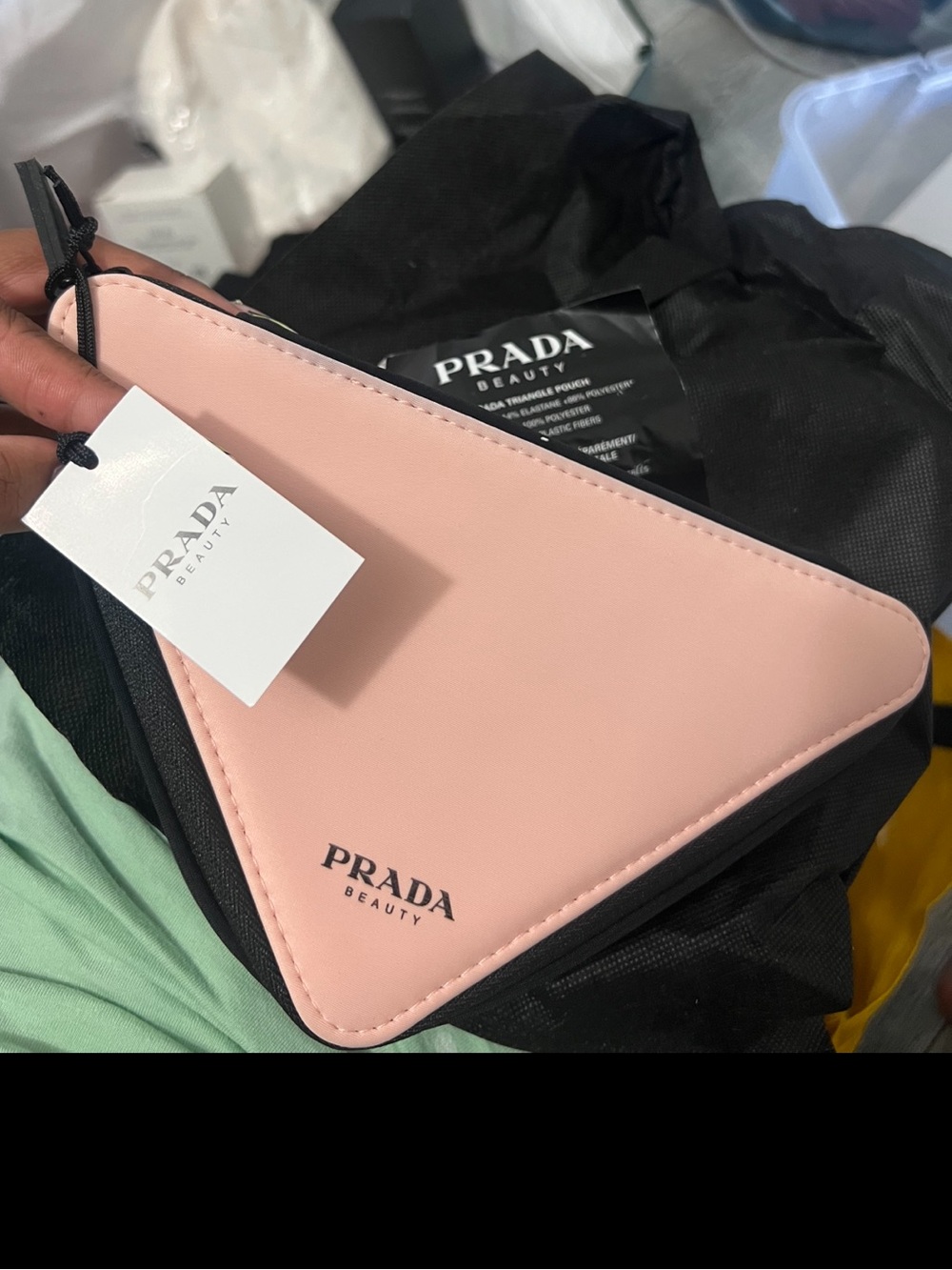 Prada Pink Triangle Cosmetic Pouch